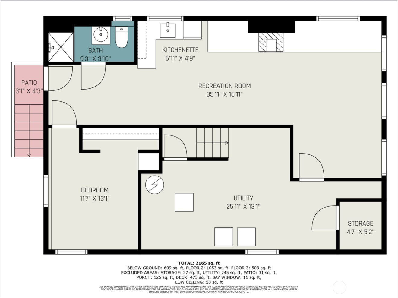 Lower level of the main home. Extra living space or separate living quarters!