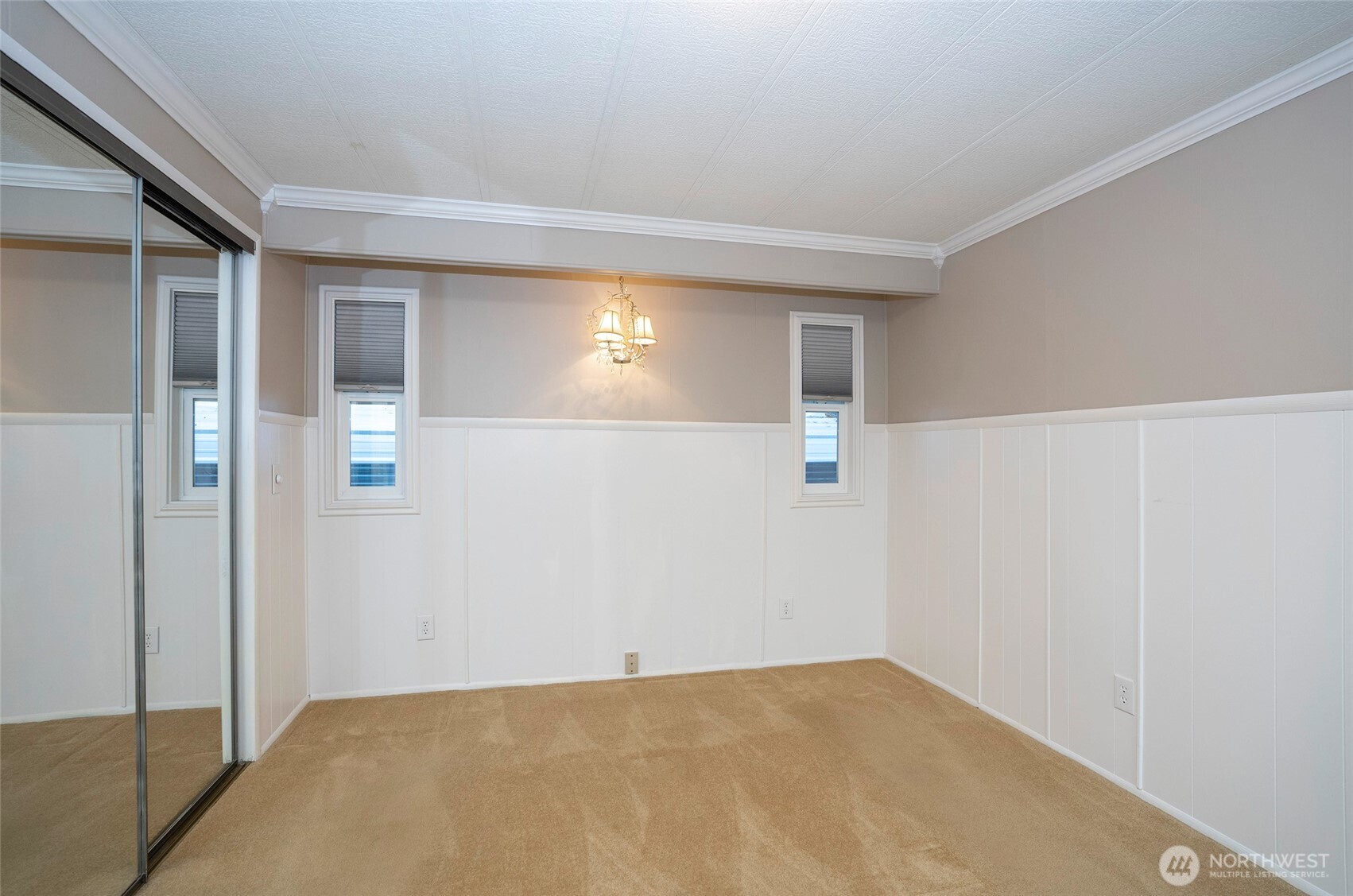 Primary suite, virtually staged to inspire.