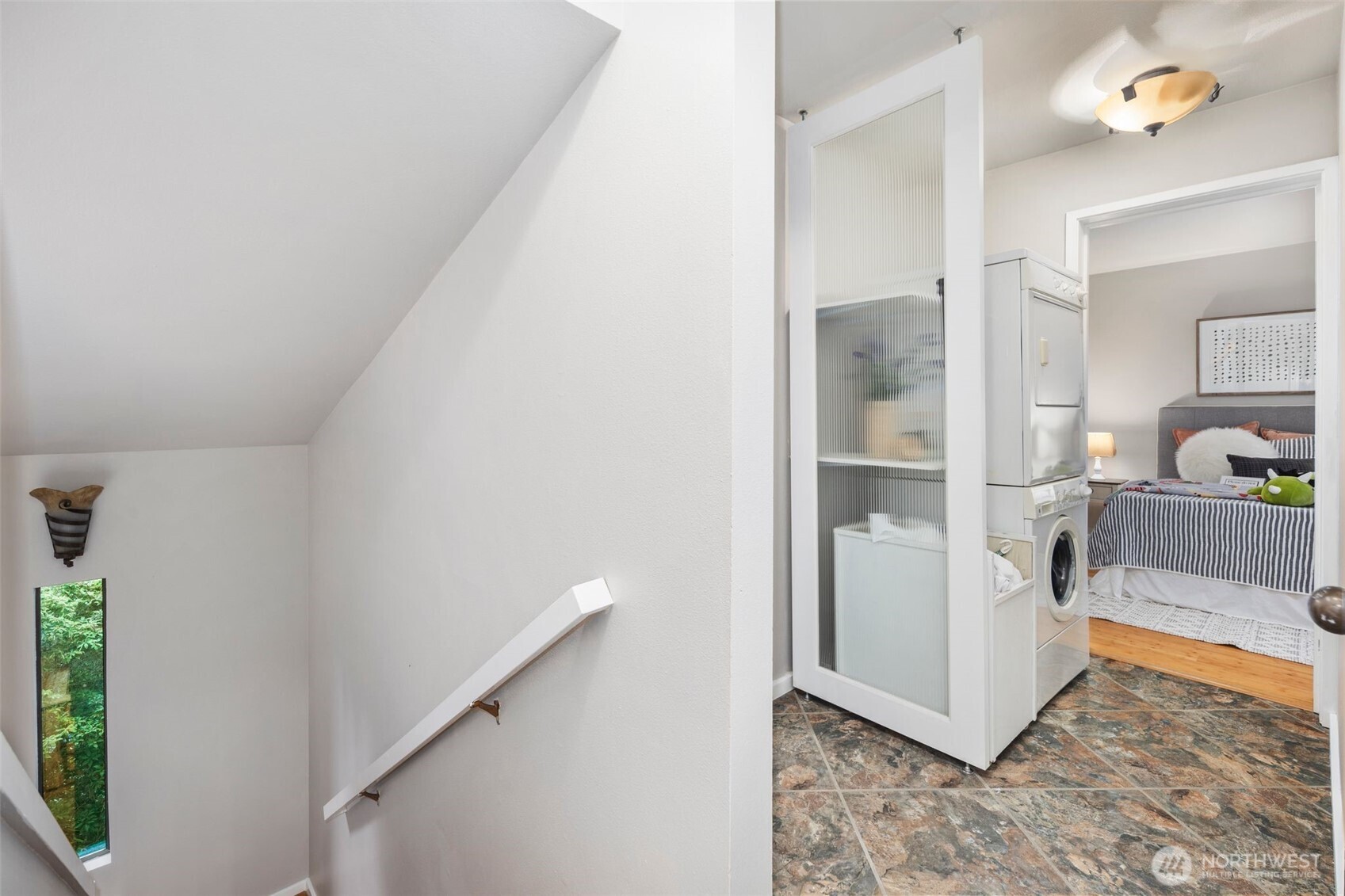 Laundry thoughtfully located on the upper level.