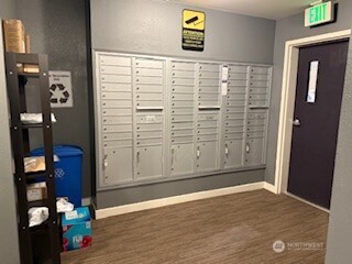 Bike storage & "fixit" station in the secure parking garage.