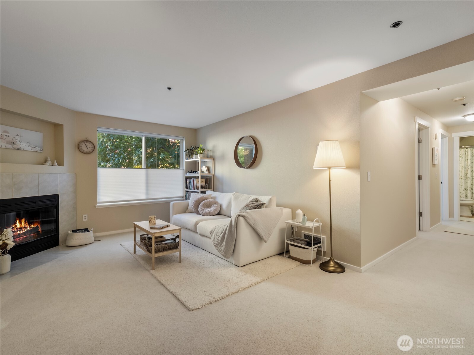 Spacious primary bedroom with north facing window.