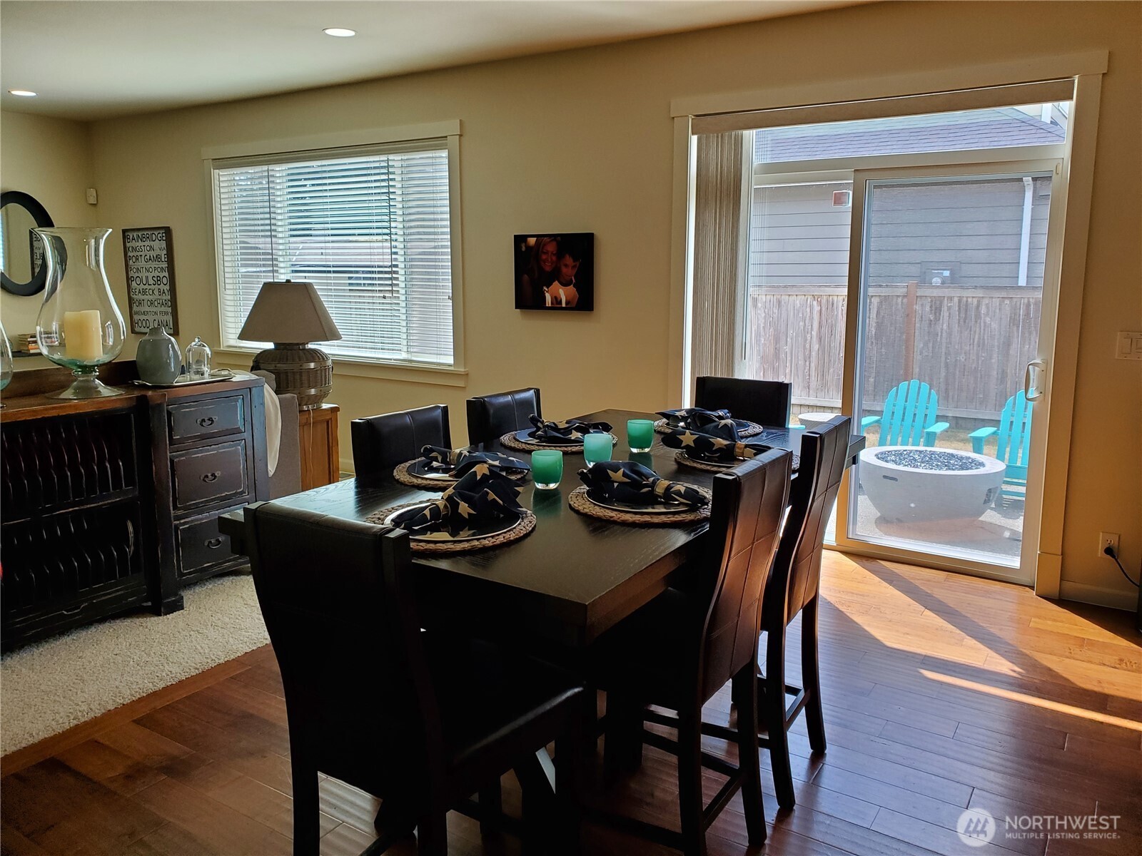 Dining room off of kitchen looking out onto patio