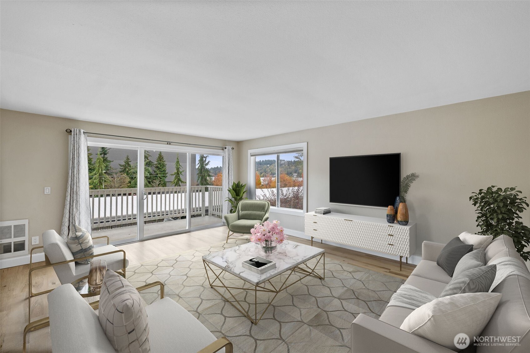 Lake view from living room and dining room