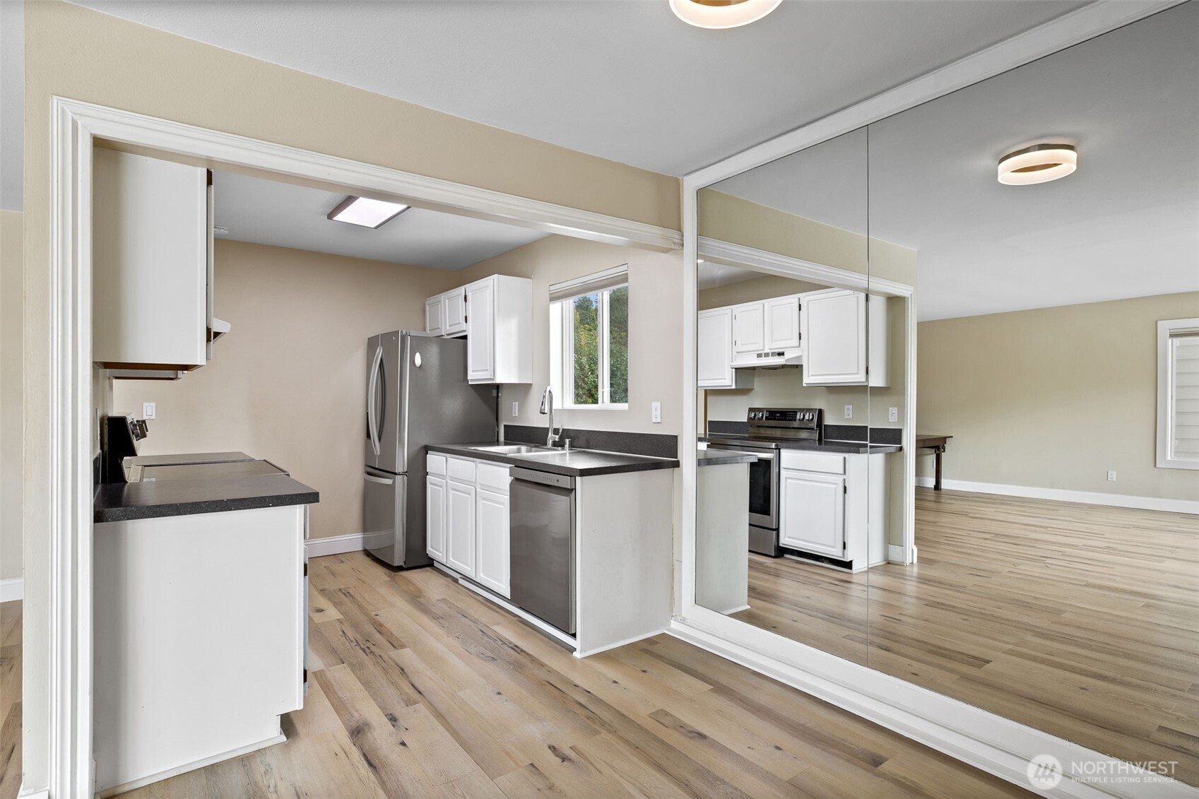 Kitchen with new stainless steel appliances
