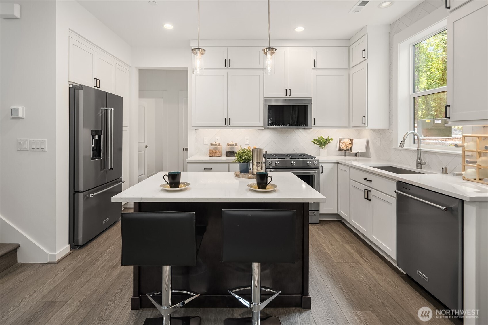 Furnished and staged Poppy floor plan.  Surfaces finishes may differ, for demonstration purposes only.