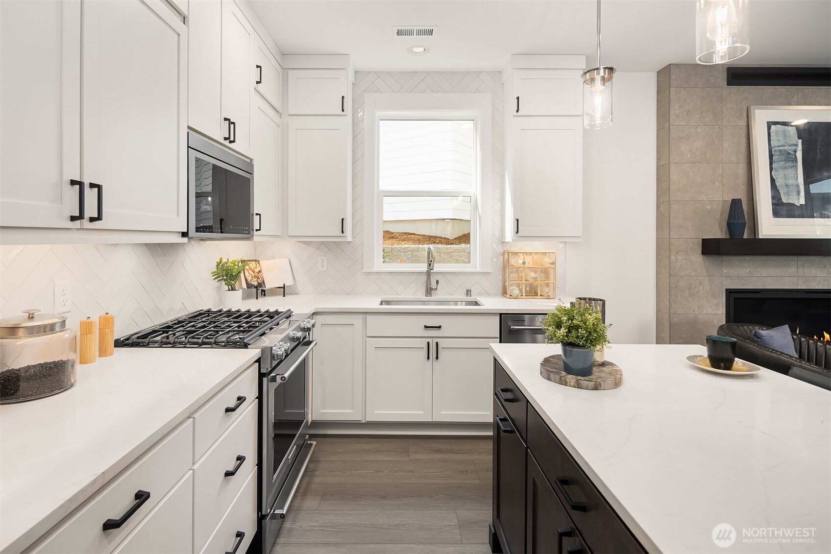 Furnished and staged Poppy floor plan.  Surfaces finishes may differ, for demonstration purposes only.