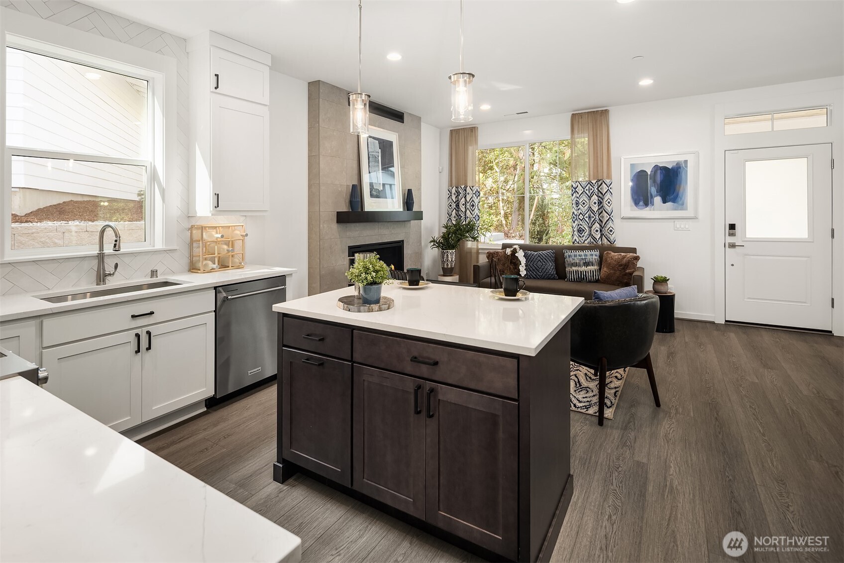 Furnished and staged Poppy floor plan.  Surfaces finishes may differ, for demonstration purposes only.