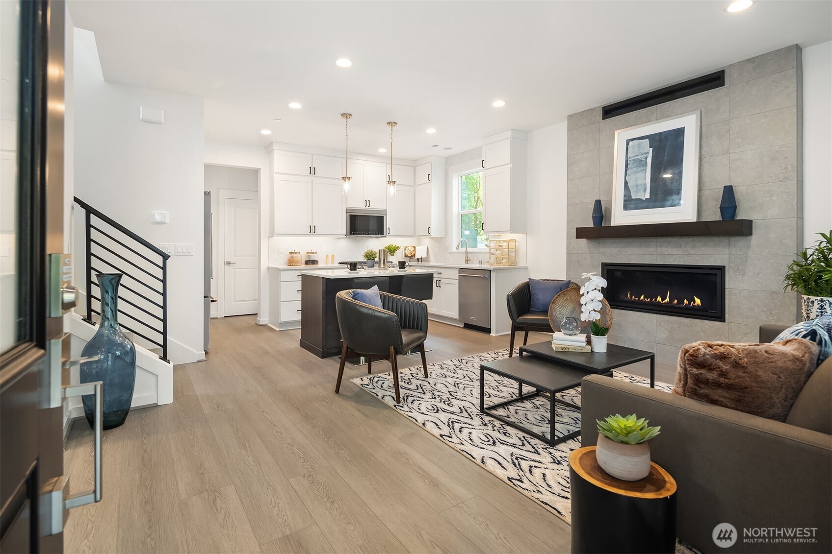 Furnished and staged Poppy floor plan.  Surfaces finishes may differ, for demonstration purposes only.