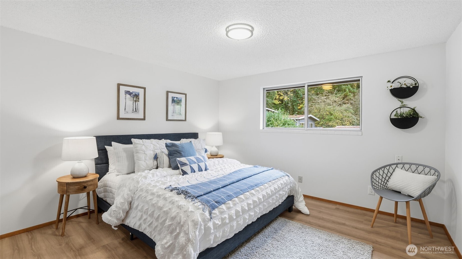 A classic upper-level full bath with plenty of counter space and charming original touches.