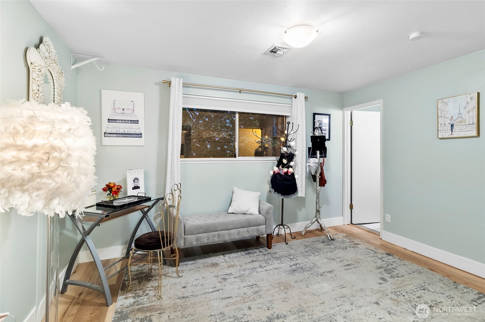 Dressing area in master bedroom.