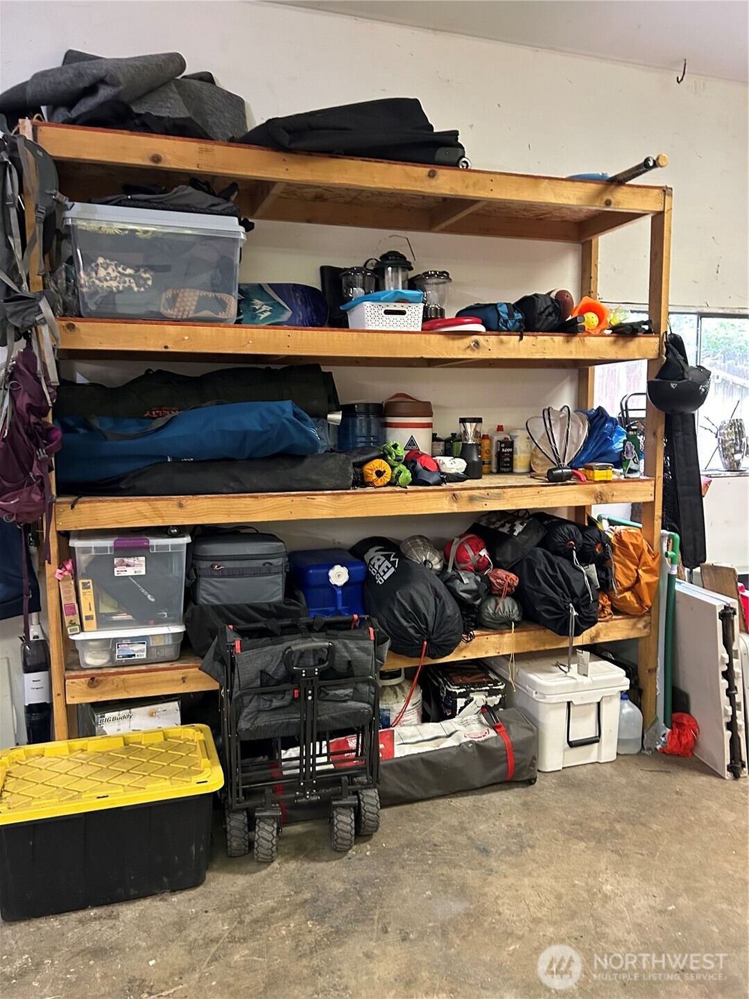 Storage shelves in Shop!