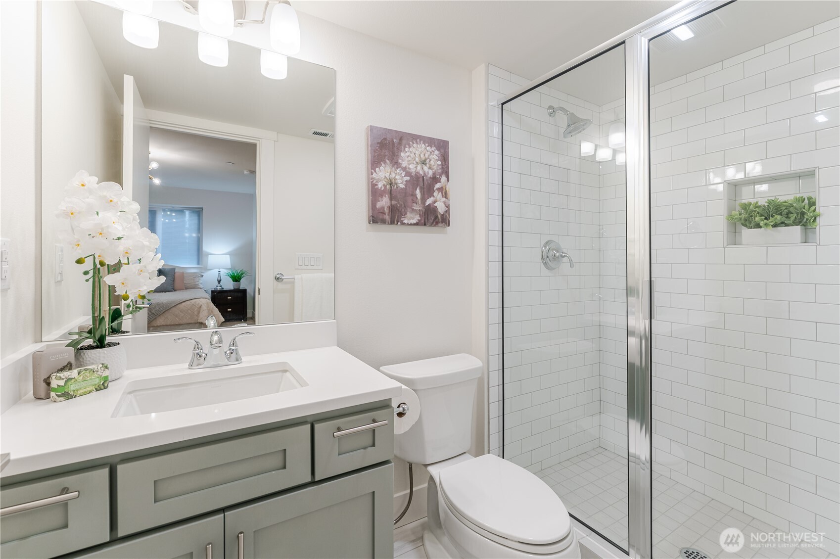 A close-up view highlights the clean lines and thoughtful design, making this en-suite both stylish and functional.