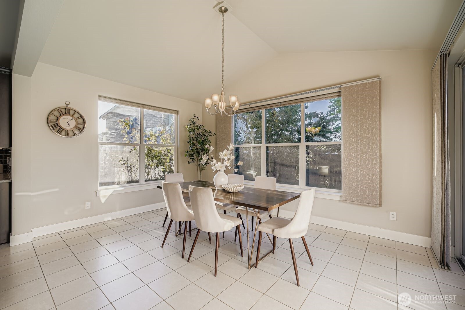 Dining room flows seamlessly into the kitchen.
