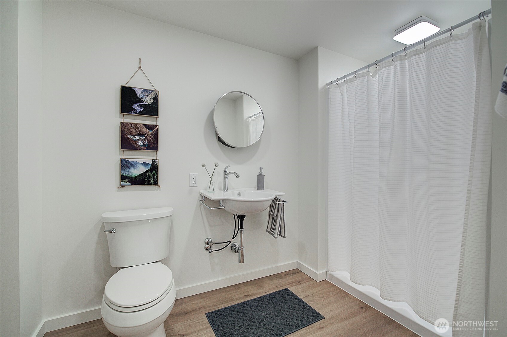 Lower level bathroom with shower.