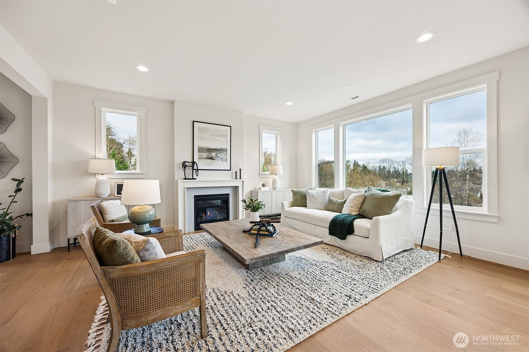 Photo of great room, model home on lot 4 at Moorlands Grove. Home backs to protected space and has stunning territorial and mountain views.