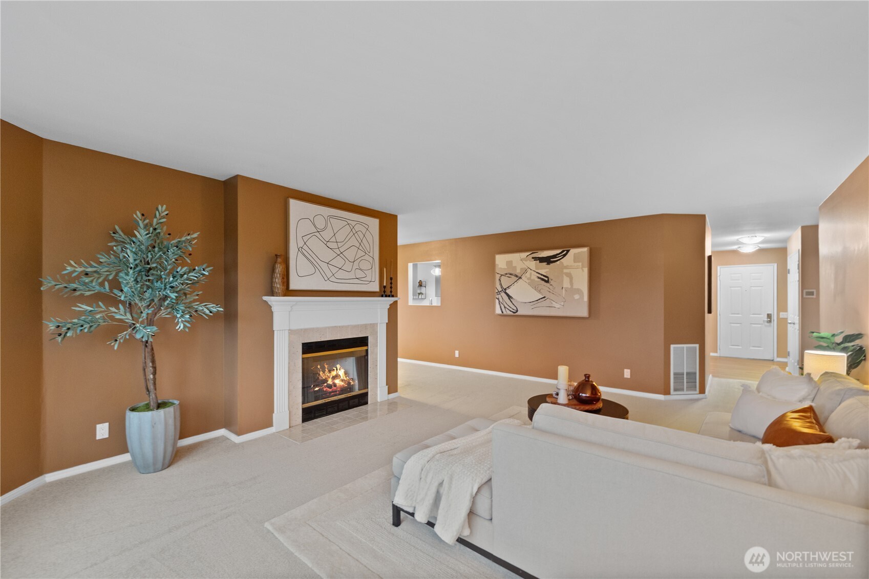 Cozy living room fireplace