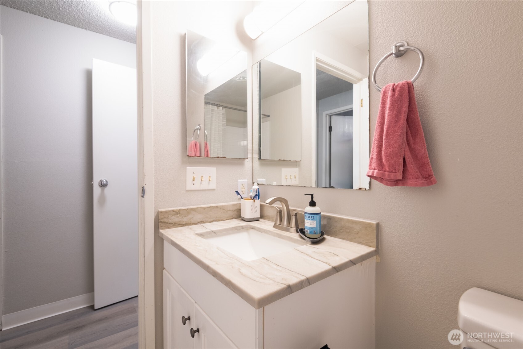 Secondary bathroom with stylish updates.