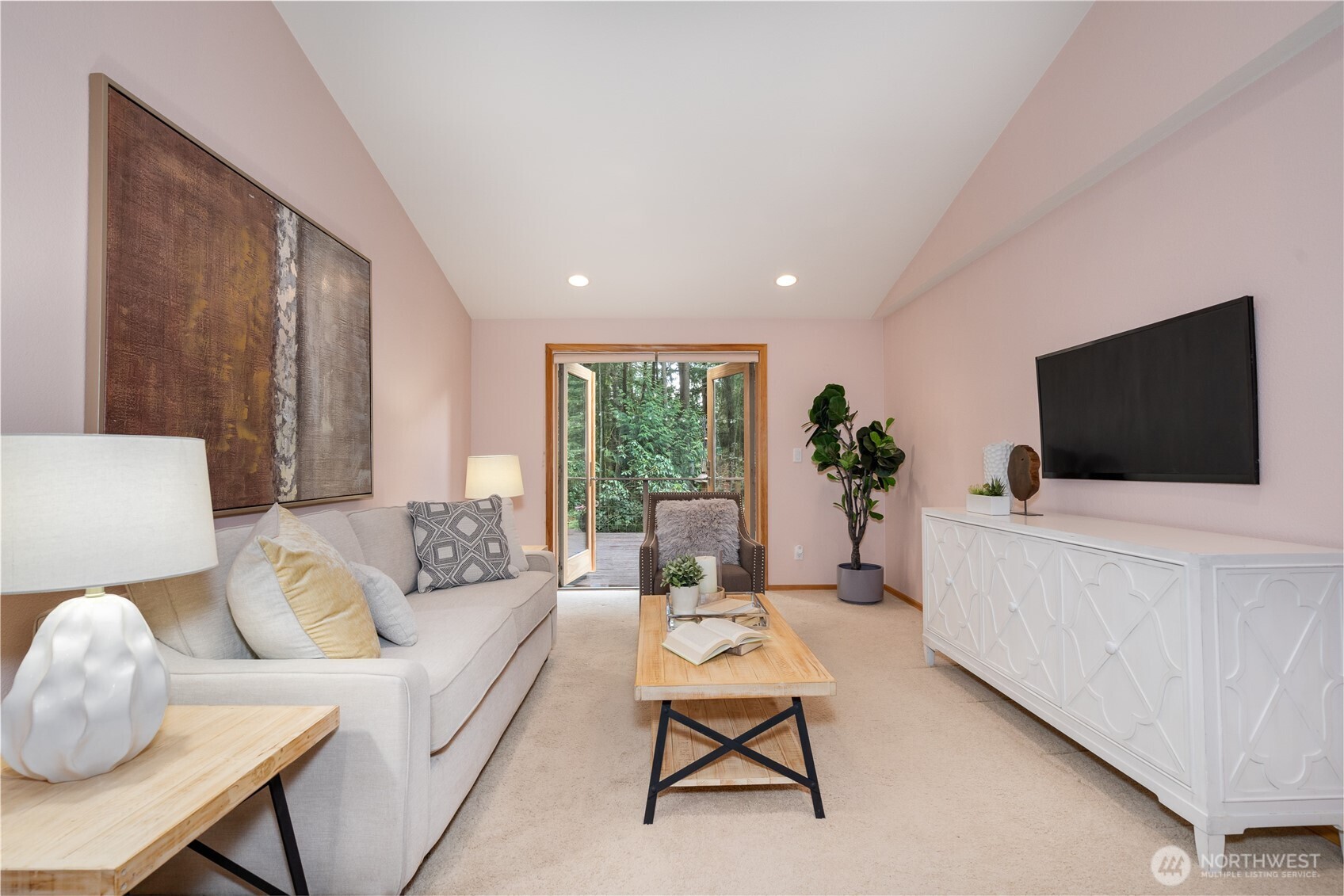 Living room in primary suite with separate private entry.