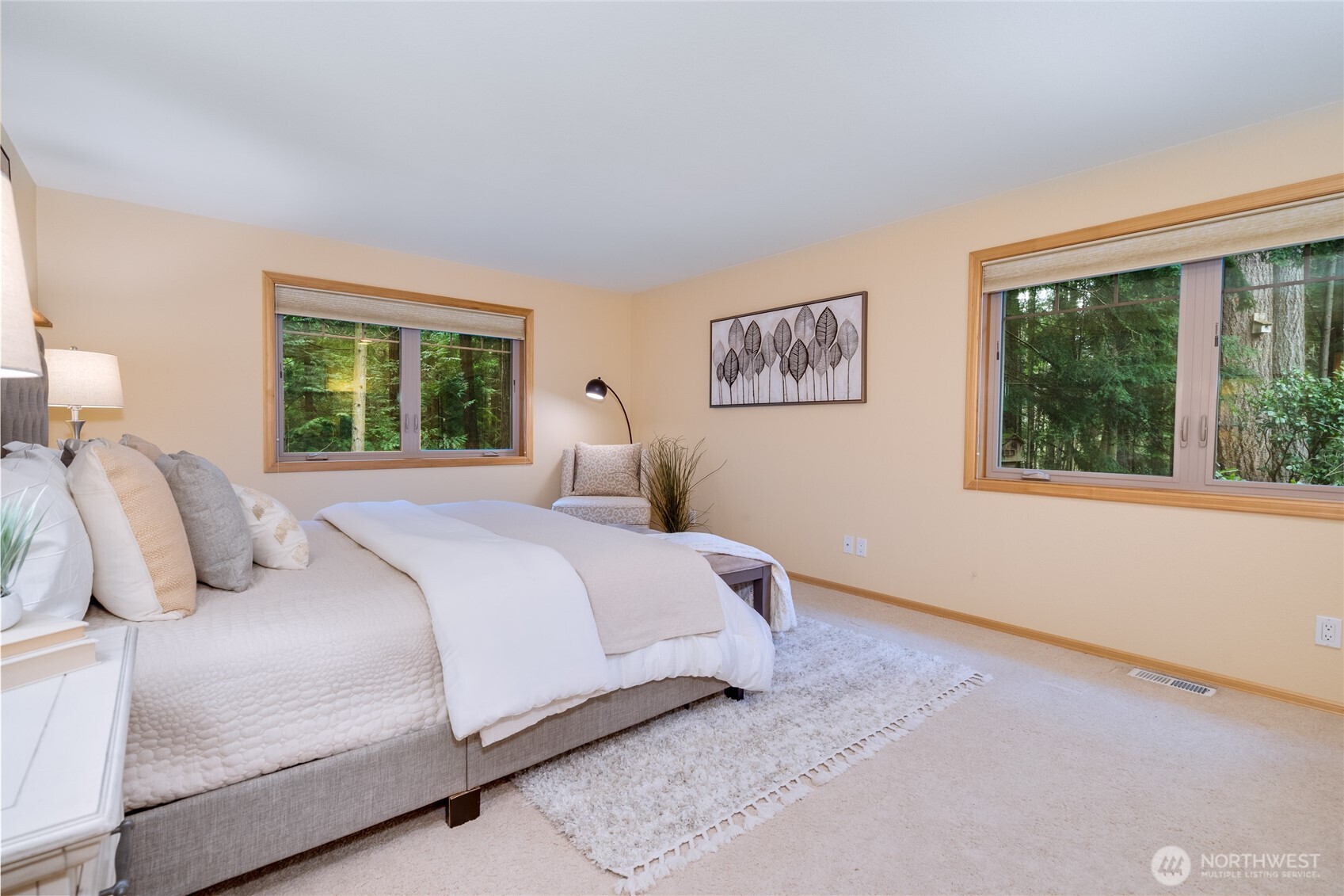 Spacious bedroom with two walls of windows!