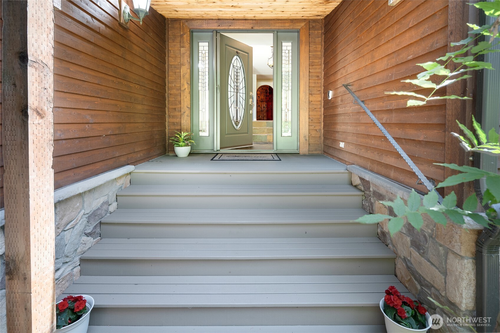 Newly painted entryway and front door.