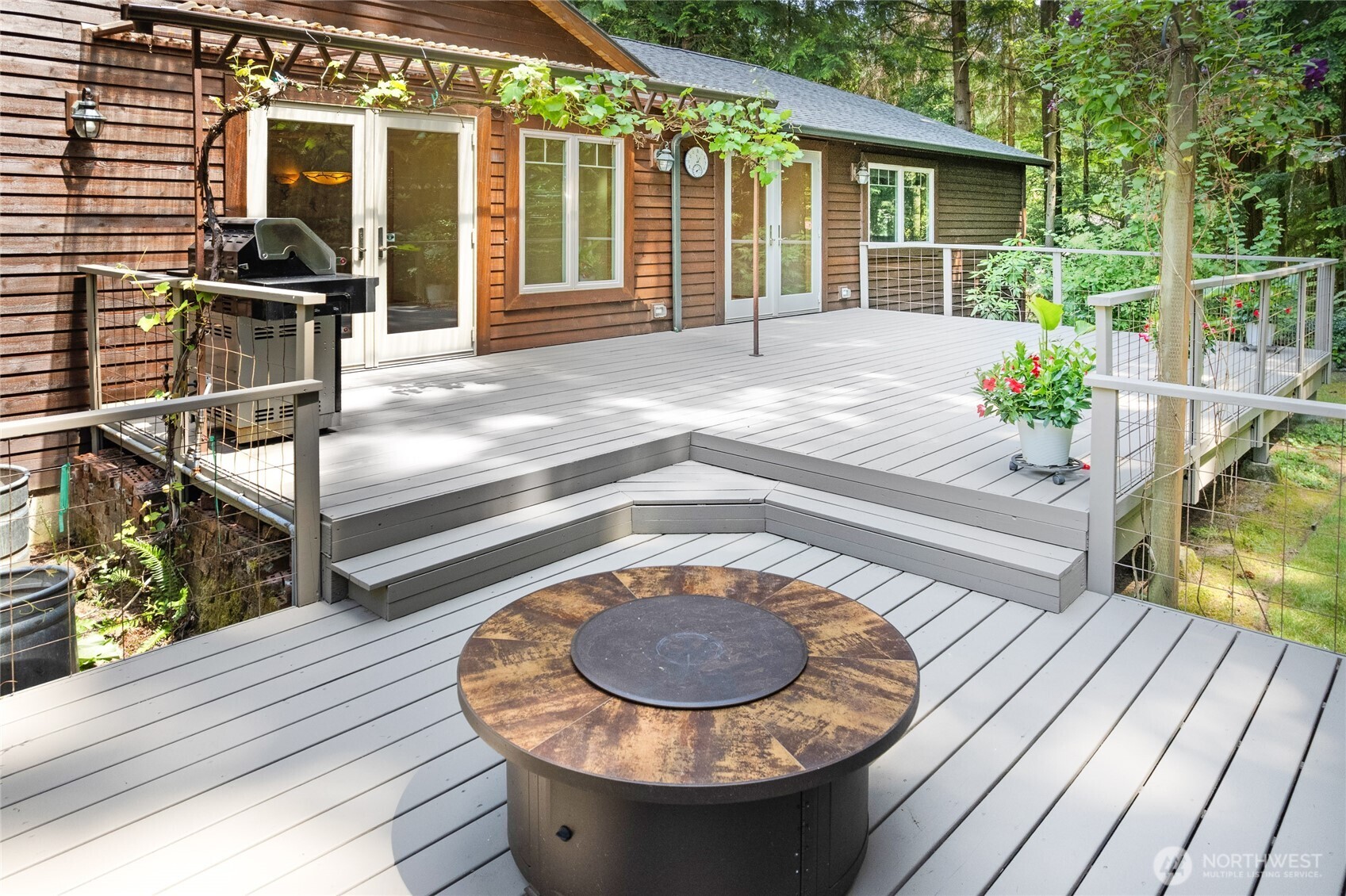 Newly painted deck.  Very peaceful and private.