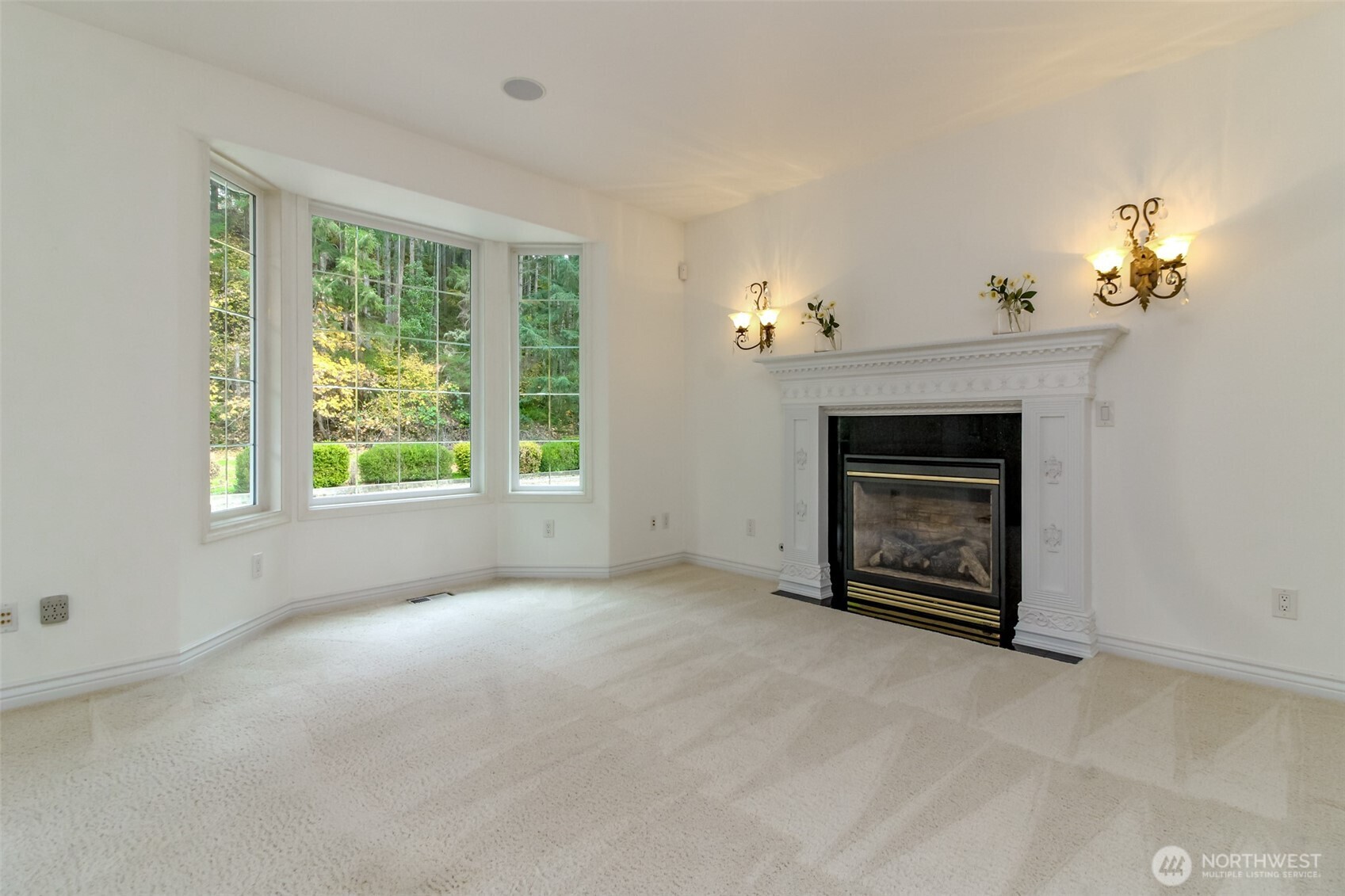 Left of entrance, living room