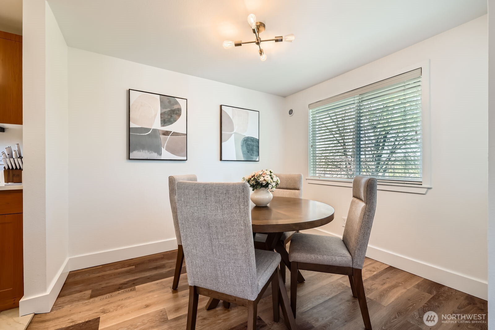 Beautiful dining room, or perfect space for a home office with tree lined views.