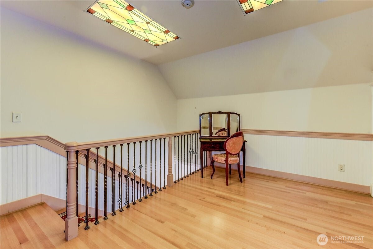 Second floor room with custom sky lights.