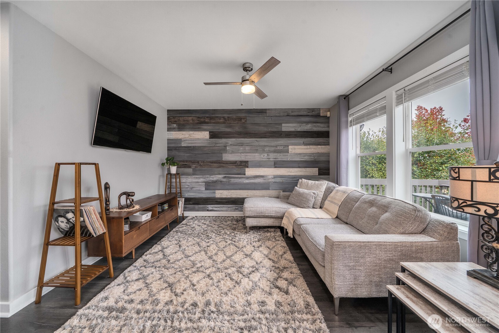 Open concept living is located off the dining