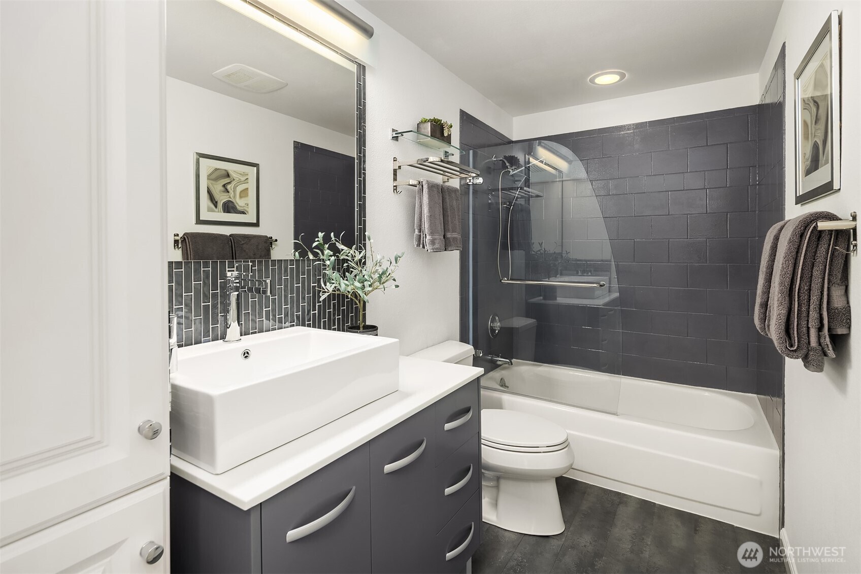 Modern full Bathroom on second level.