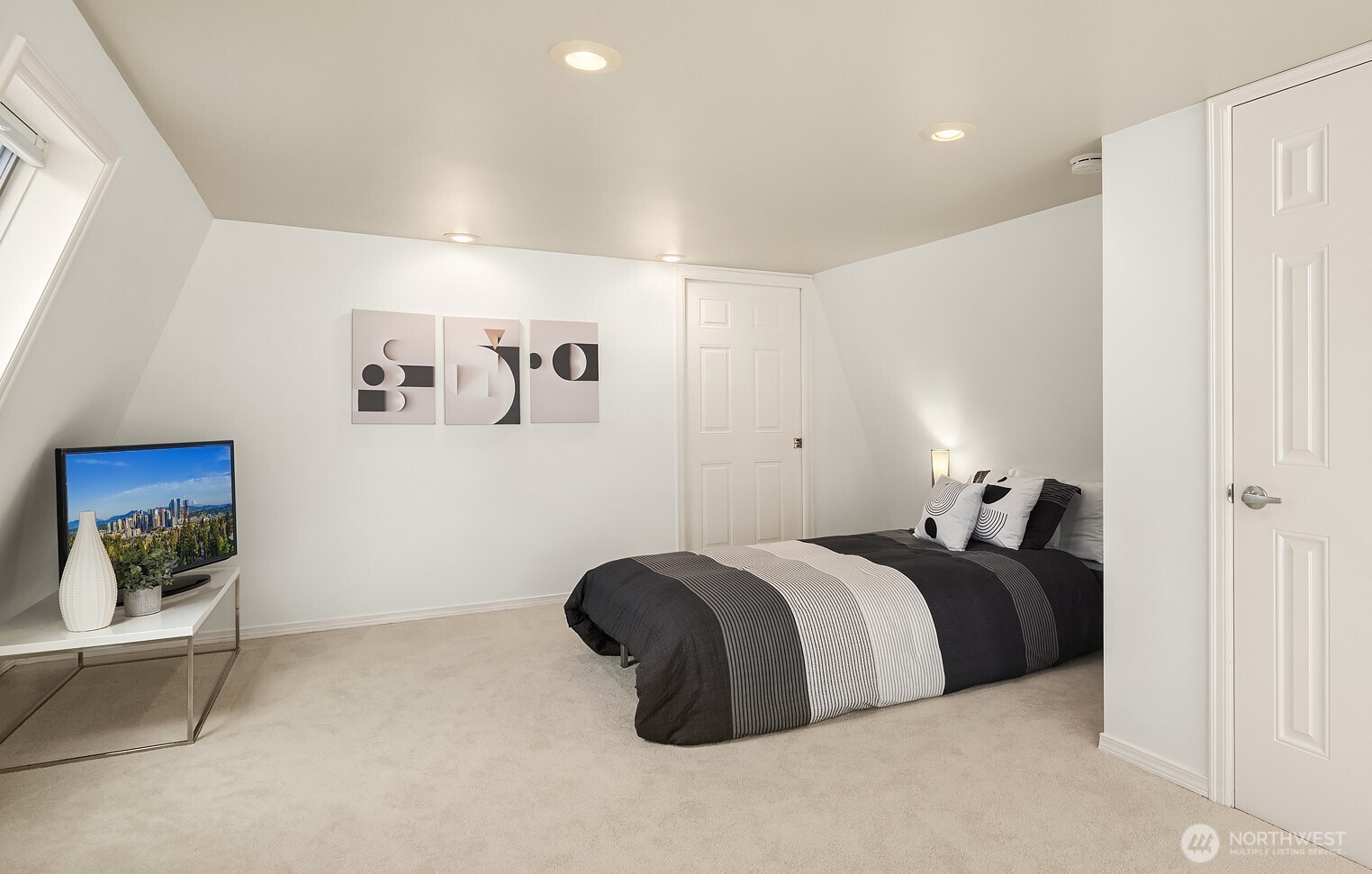 Two closet provide plenty of extra storage.