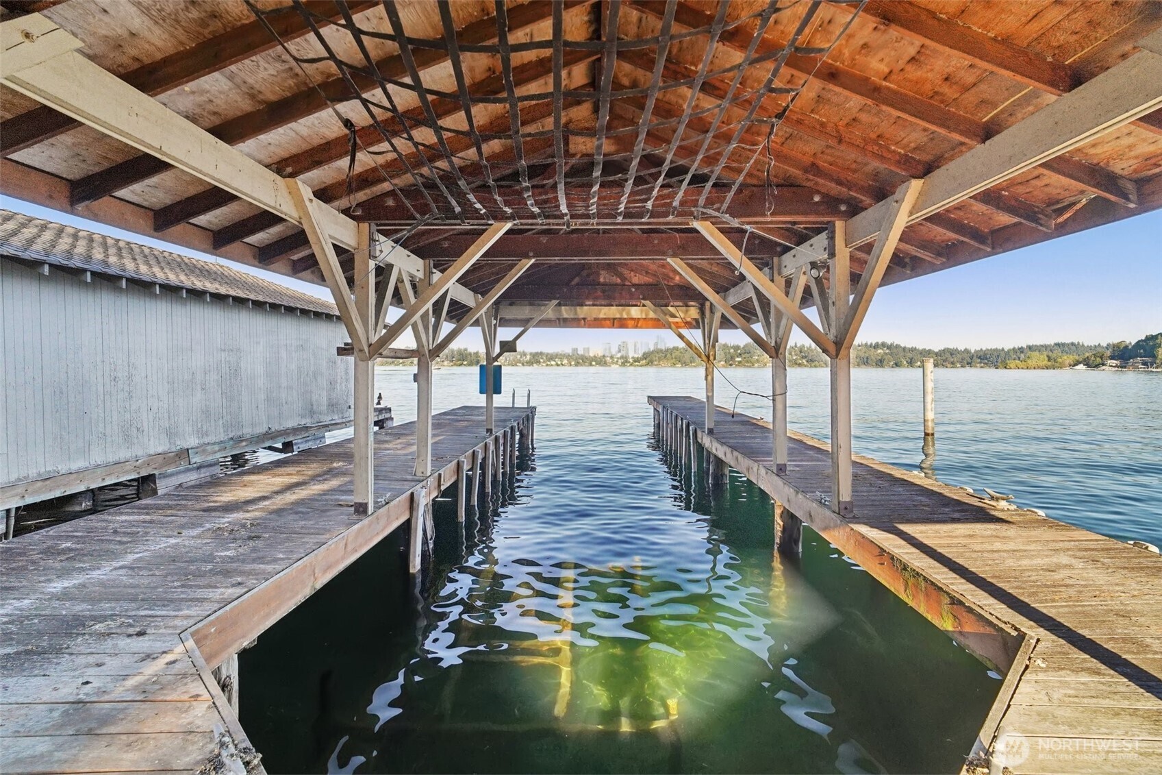 A U-shaped covered dock with deep-water moorage — perfect for all your waterfront adventures and outdoor fun.