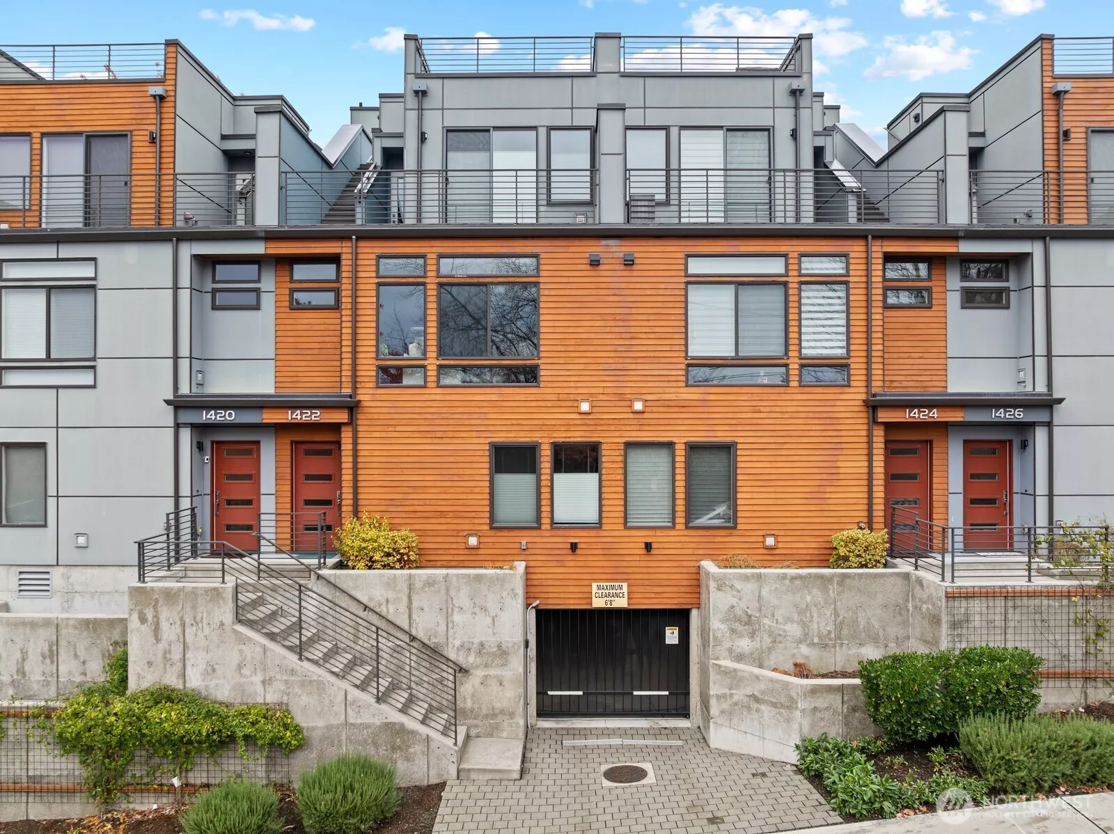 Townhouse with rooftop deck and secure parking garage