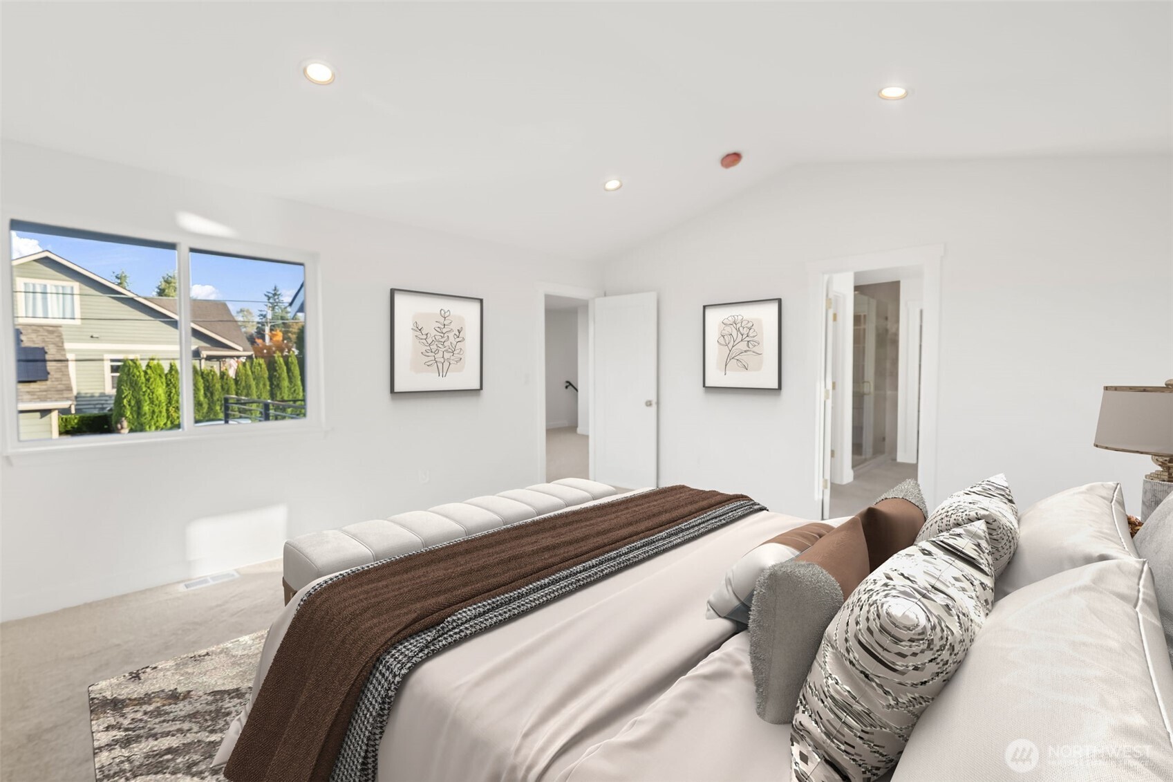 Primary suite digitally staged