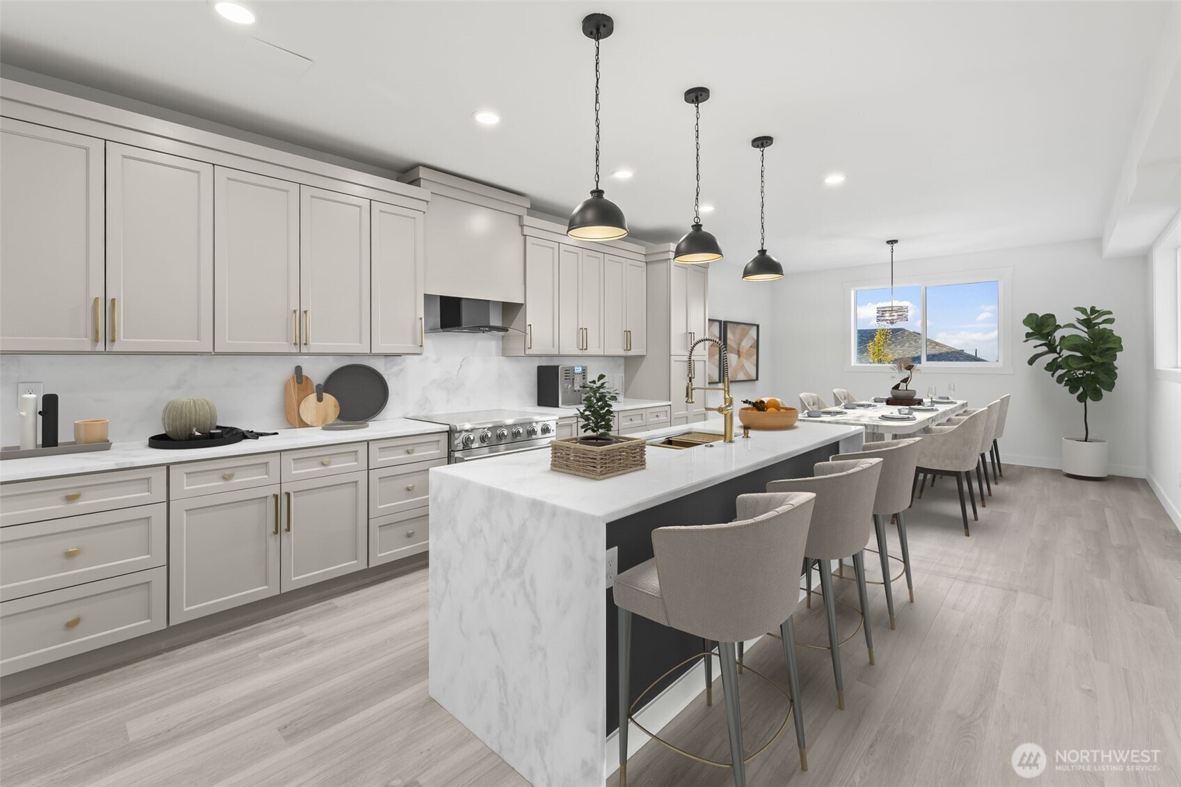 Digitally staged photo of kitchen