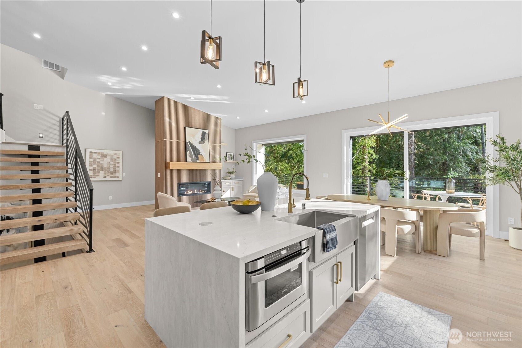 Custom steel floating staircase and handrail