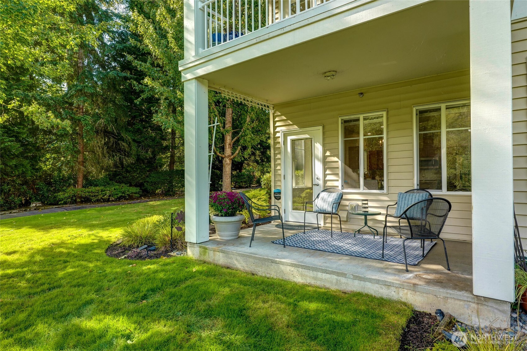 Private patio with fabulous river views.