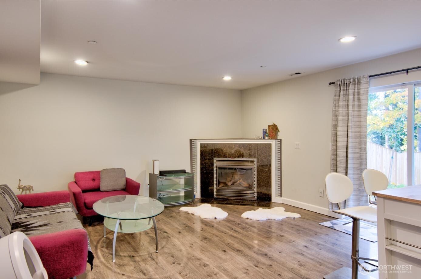 Lower level living room with kitchennet