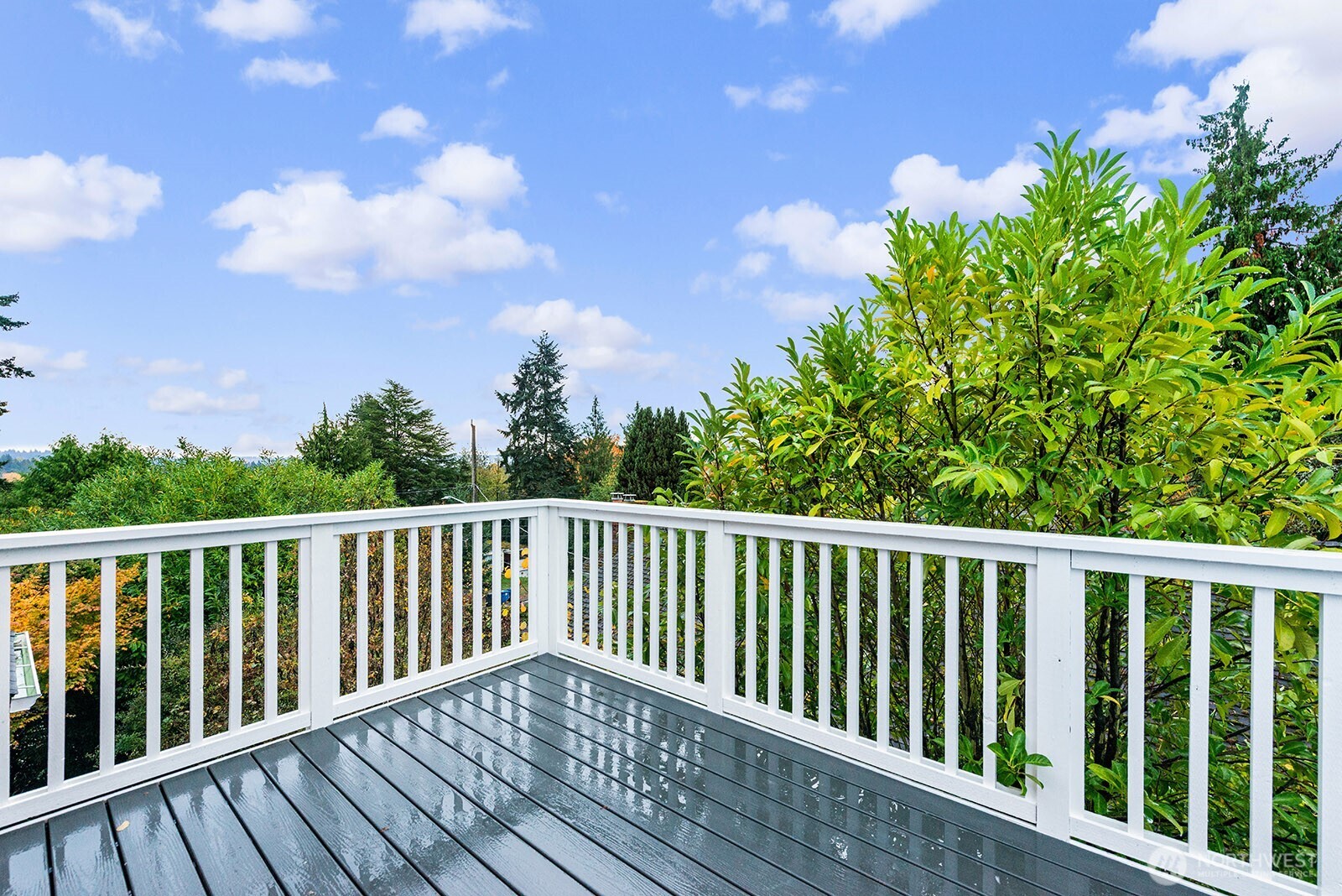 Lovely deck off an upper bedroom.