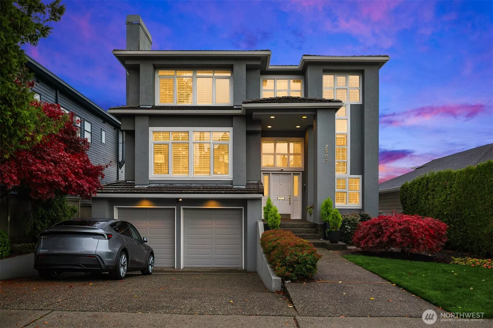 The home faces north on Westmont Way West. The nearly all the living spaces are all oriented to the view to the south.