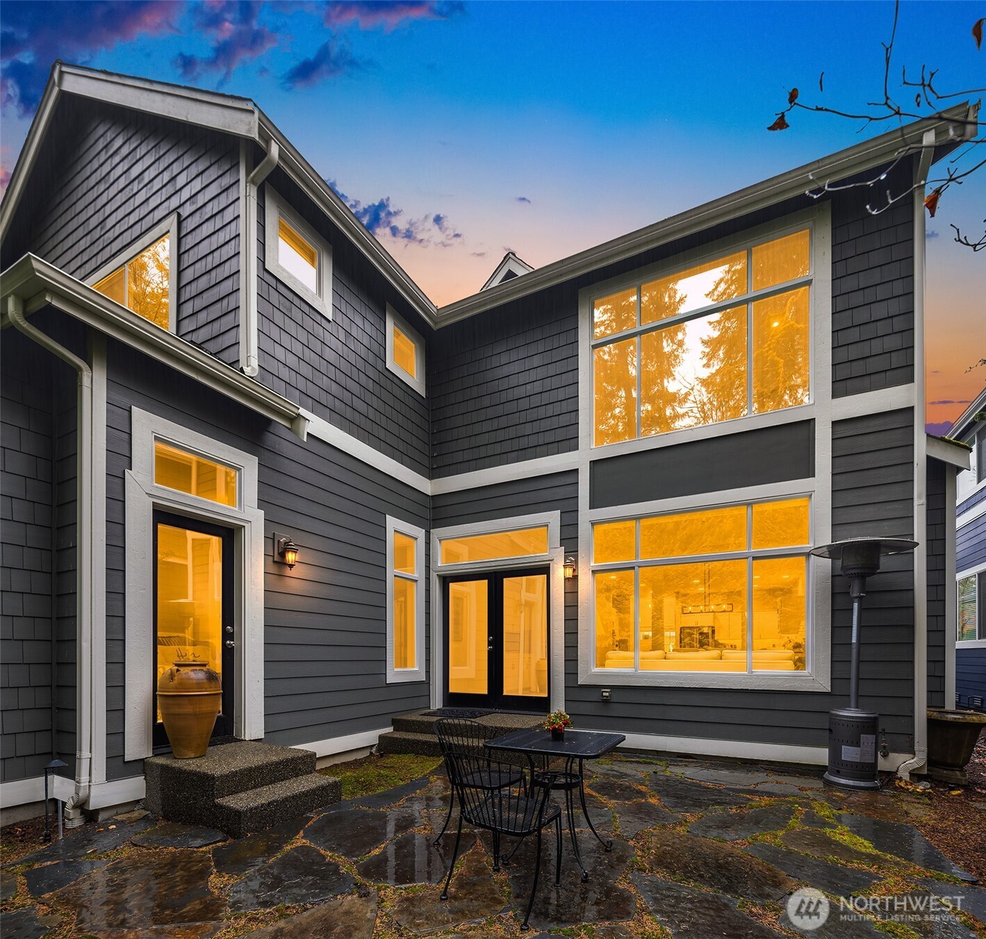 Spacious second bedroom with french doors is large enough for twin beds.