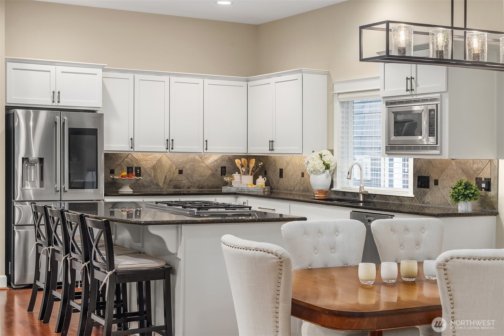 Start your day at the counter with news playing fron the fridge!