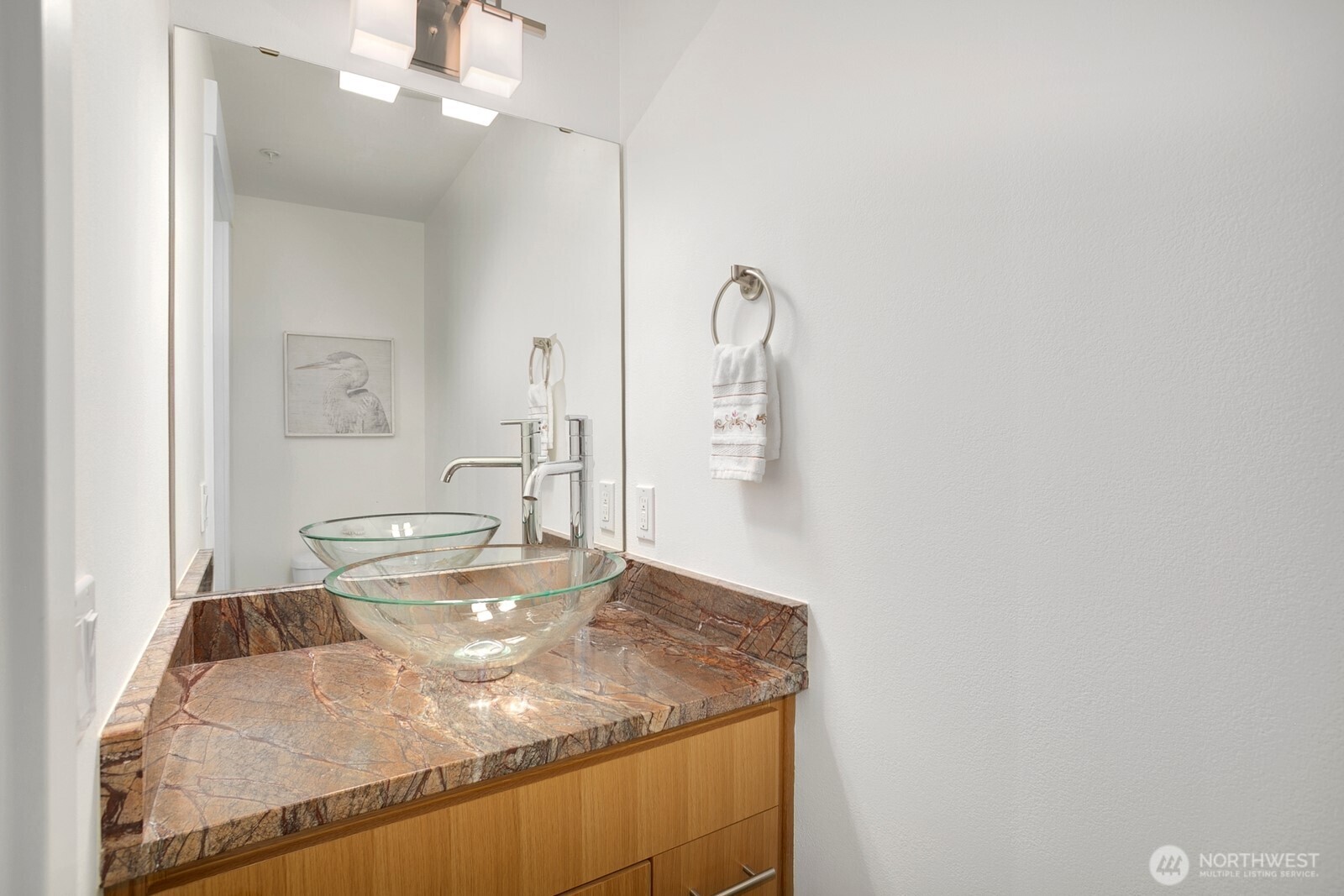 Elegant powder room for guests.
