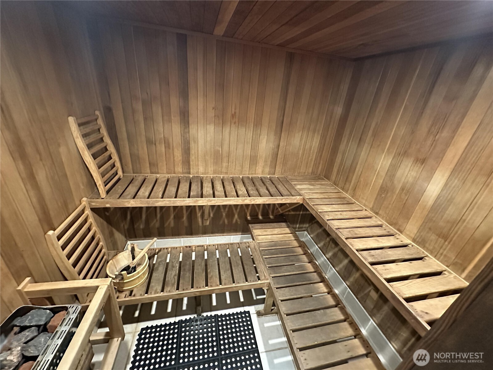 "Sweat it out" in the locker room saunas at the health spa.
