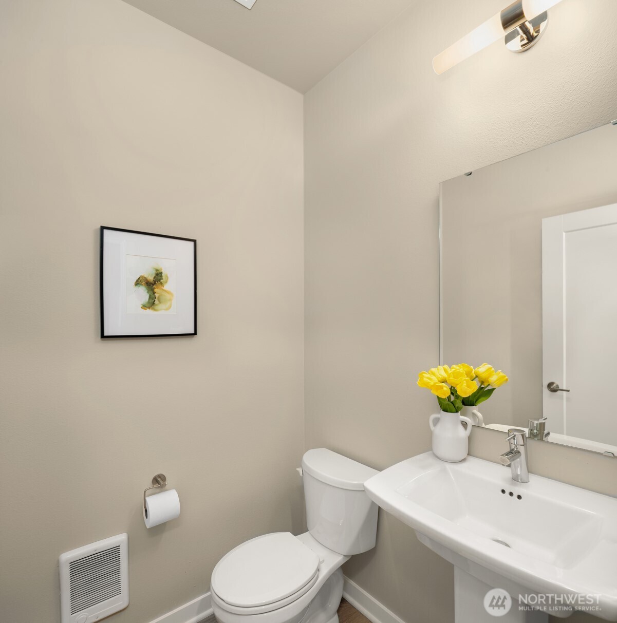 Main floor powder provides convenience for everyday living.