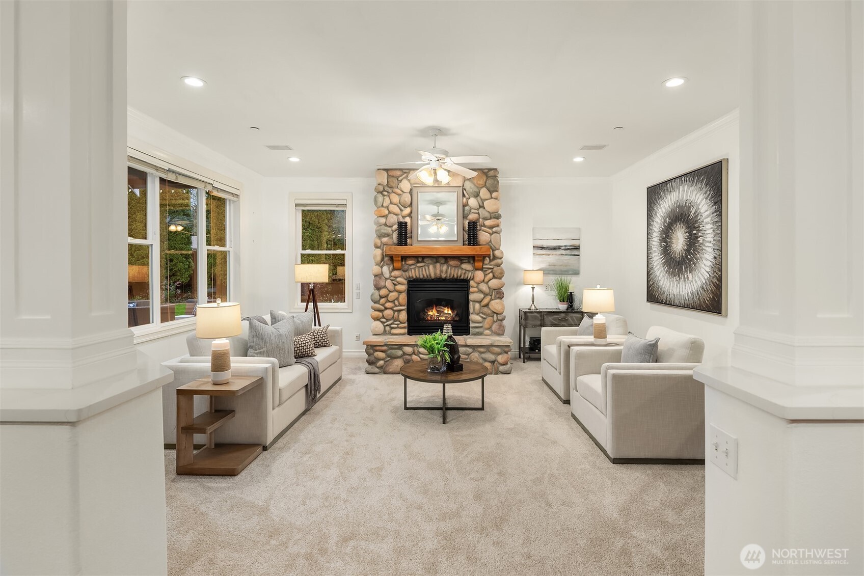 Family room adjacent to kitchen.