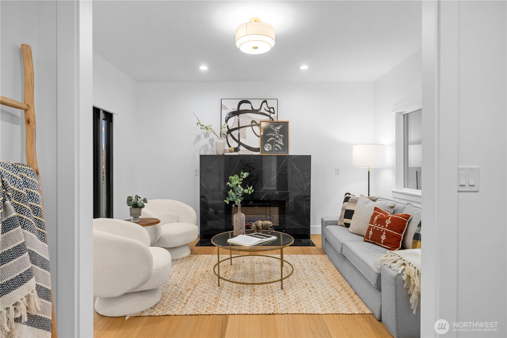 Living room with fireplace