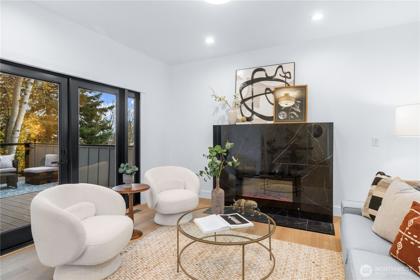 Open deck door to enlarge entertaining space.