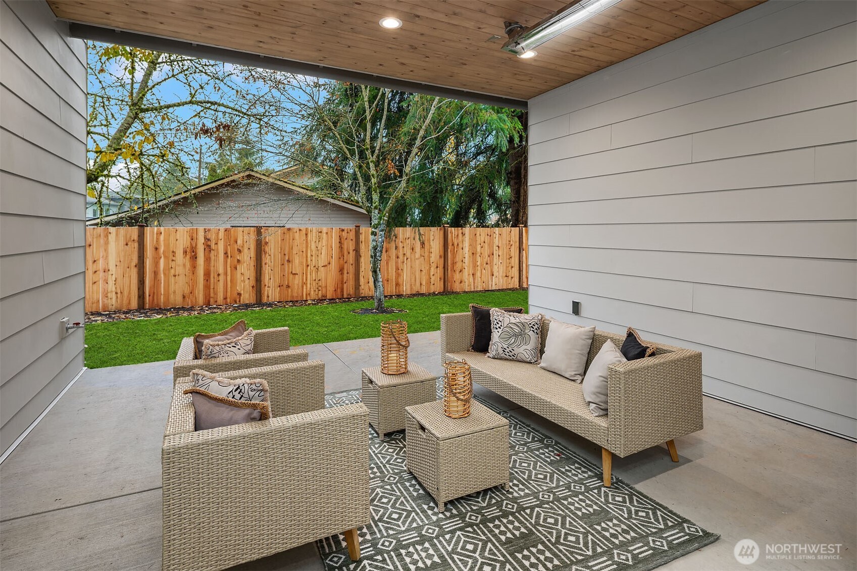 Secluded outdoor covered living area