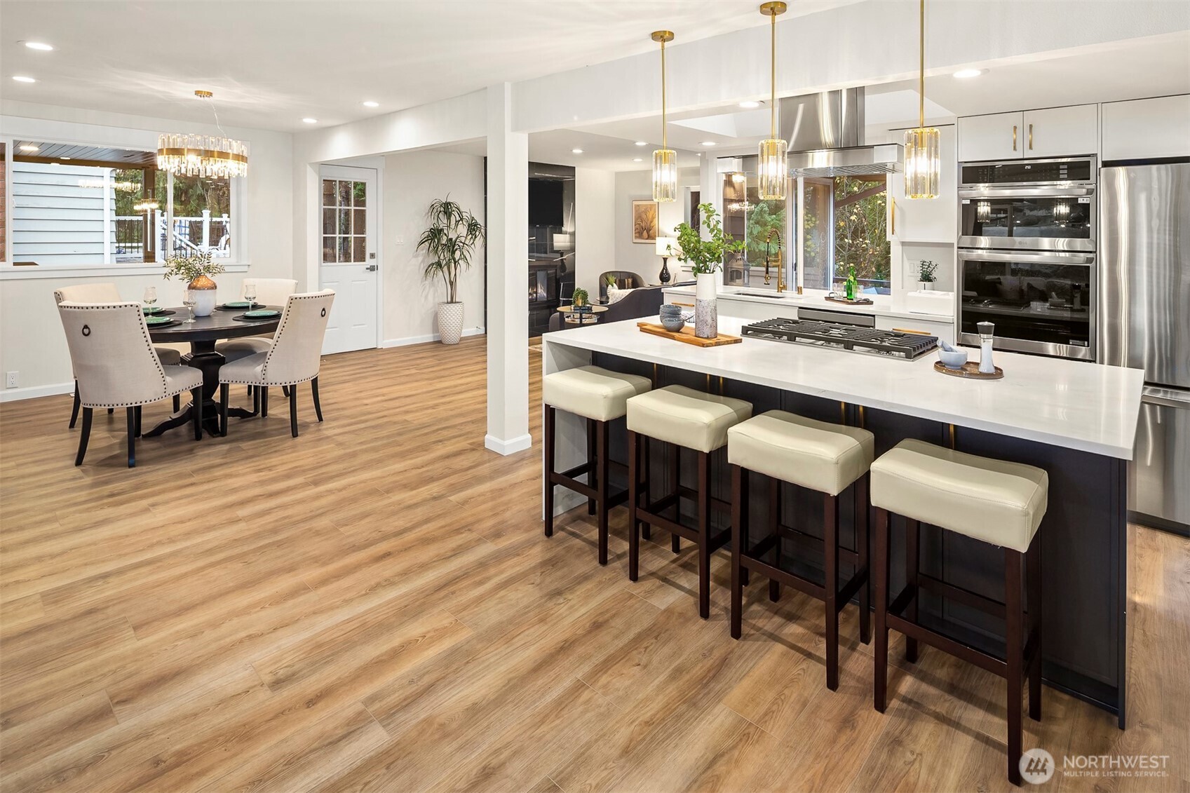 Wonderful slab quartz counters with the waterfall edge